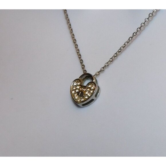 Elegant Dainty Rhinestone Heart Lock Necklace - Picture 4 of 4